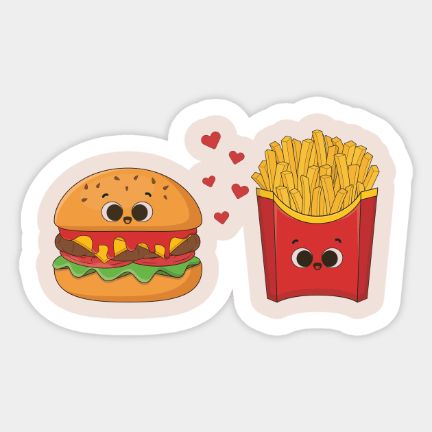 cute burger and french fries Sticker by Raybble